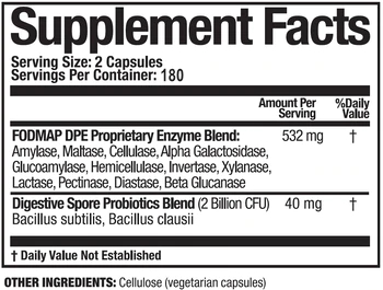 FODMAP DPE - Zažívací enzymy s probiotiky - 180 kapslí