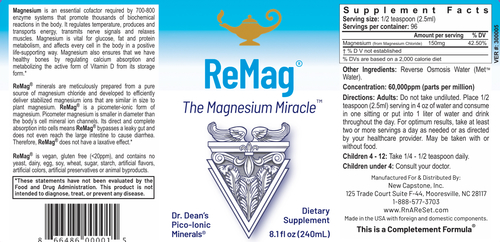 ReMag - The Magnesium Miracle | Pikoiontický tekutý hořčík Dr. Deanové - 240ml