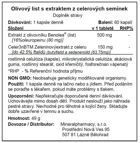 Advanced Olive Leaf Vascular Support with Celery Seed Extract - Olivový list s extraktem z celerových semínek