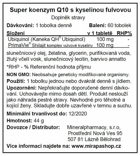 Super Ubiquinol CoQ10 - Super koenzym Q10 s kyselinou fulvovou (Shilajit)